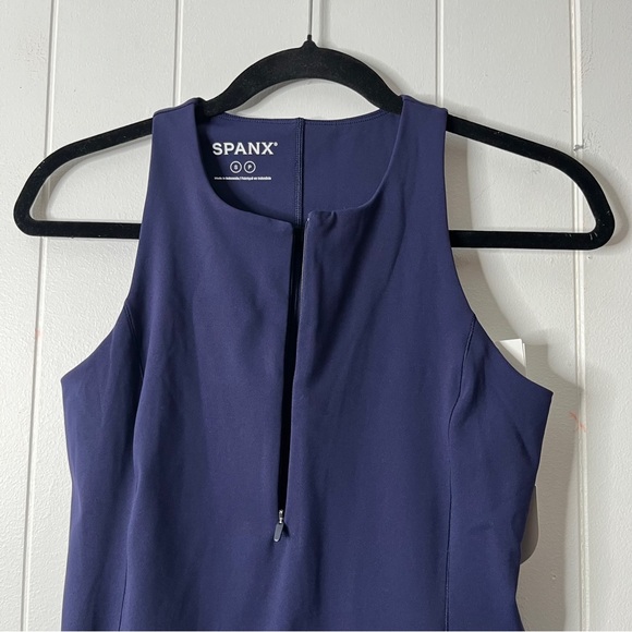 NWT SPANXshape™ Get Moving Zip Front Dress in Lapis Blue Women's S Sporty - Picture 3 of 10